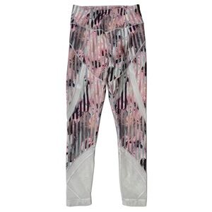 {Calia} "Essential Printed Mesh 7/8 Leggings" Floral Stripe Skinny Leg Yoga Gym